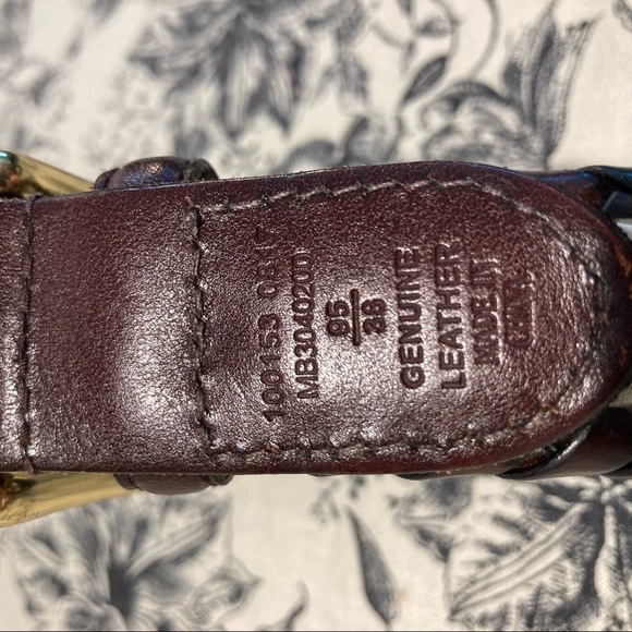 𝅺FOSSIL Sz  38/95 Braided Leather Belt Buckle 2.5 x 2.5” - Picture 5 of 5